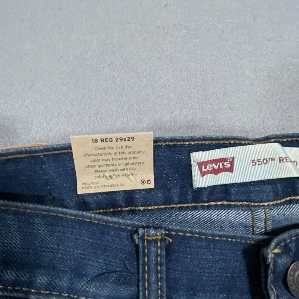 Levi 550 Relaxed Fit Jeans Youth 29x29 Tapered‎ Leg Blue Casual Workwear NWT